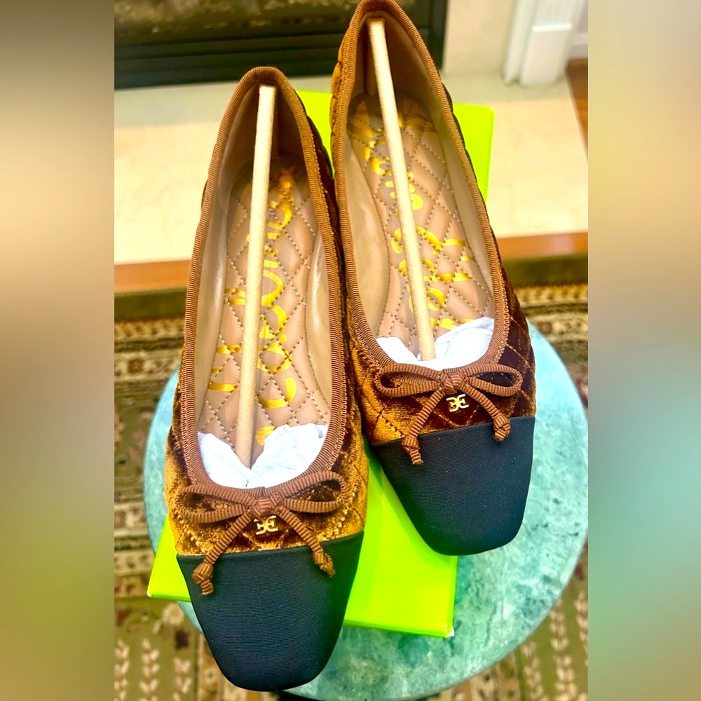 Sam Edelman Marilyn Cap Toe Ballet Flat Brown Velvet Flats